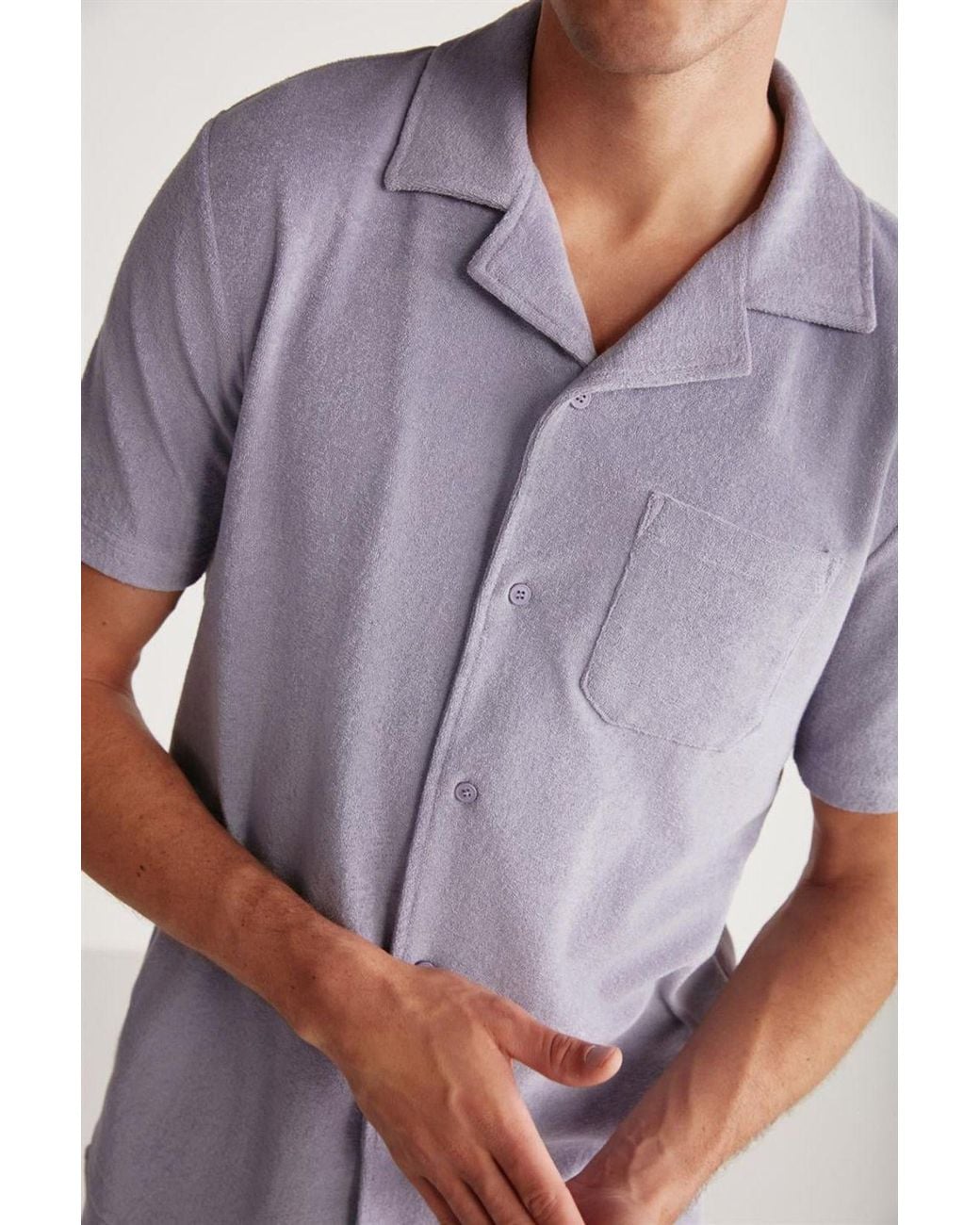 Grimelange Purple Classic Button Front Shirt for men