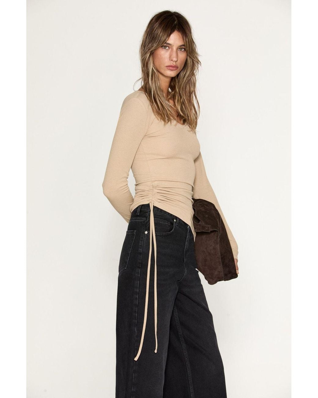 Grimelange Black Simple Pull-On Blouse