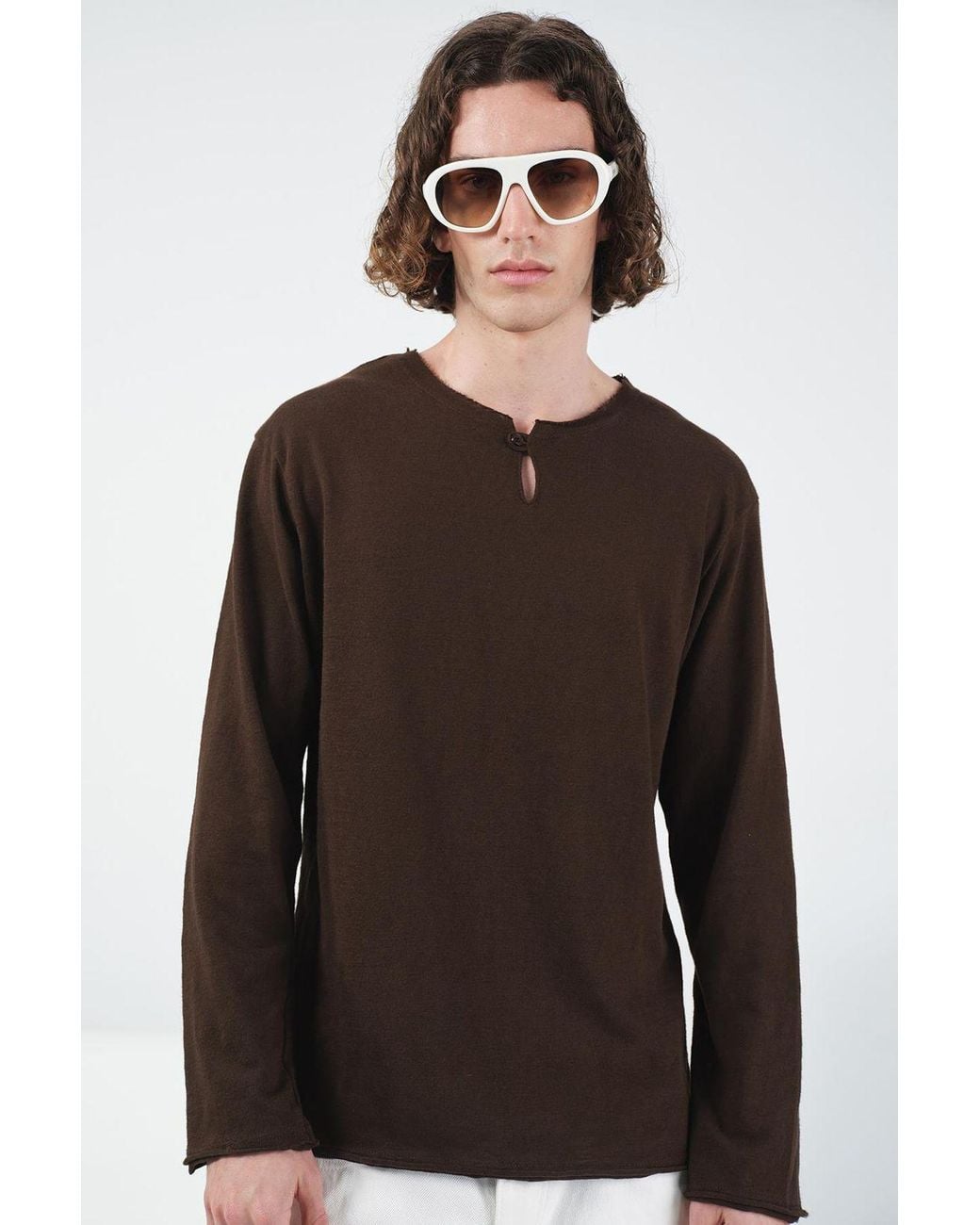 Giesto Black Cotton Crew Neck Long Sleeve T-Shirt for men