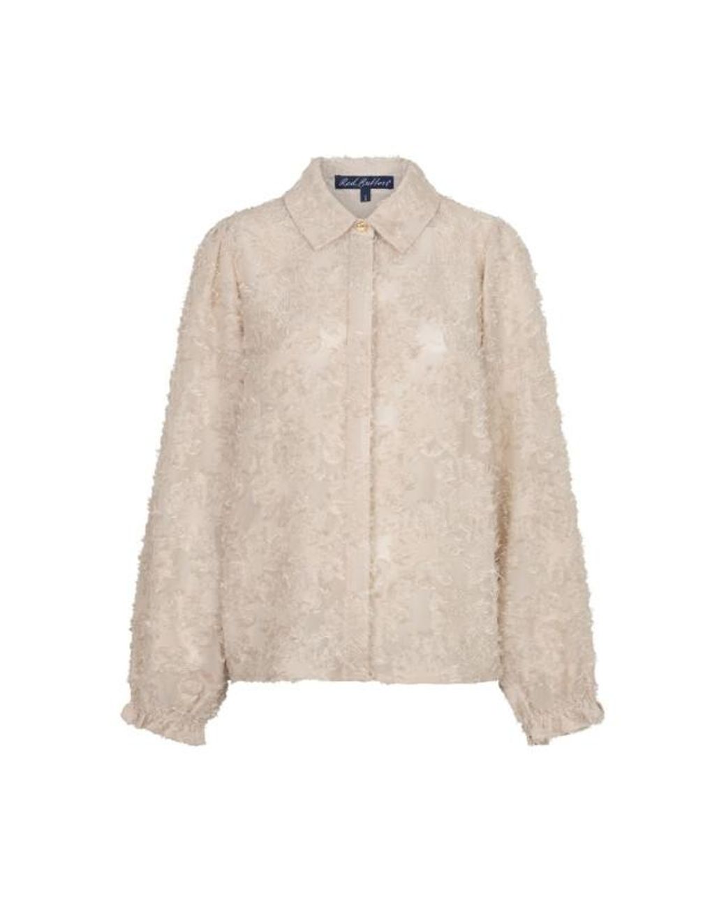 Red Button Rb Blouse Fringes Stone in het Natural