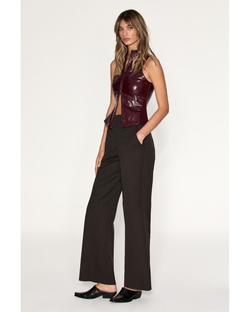 Grimelange Black Regular Fit Straight-Leg Pants