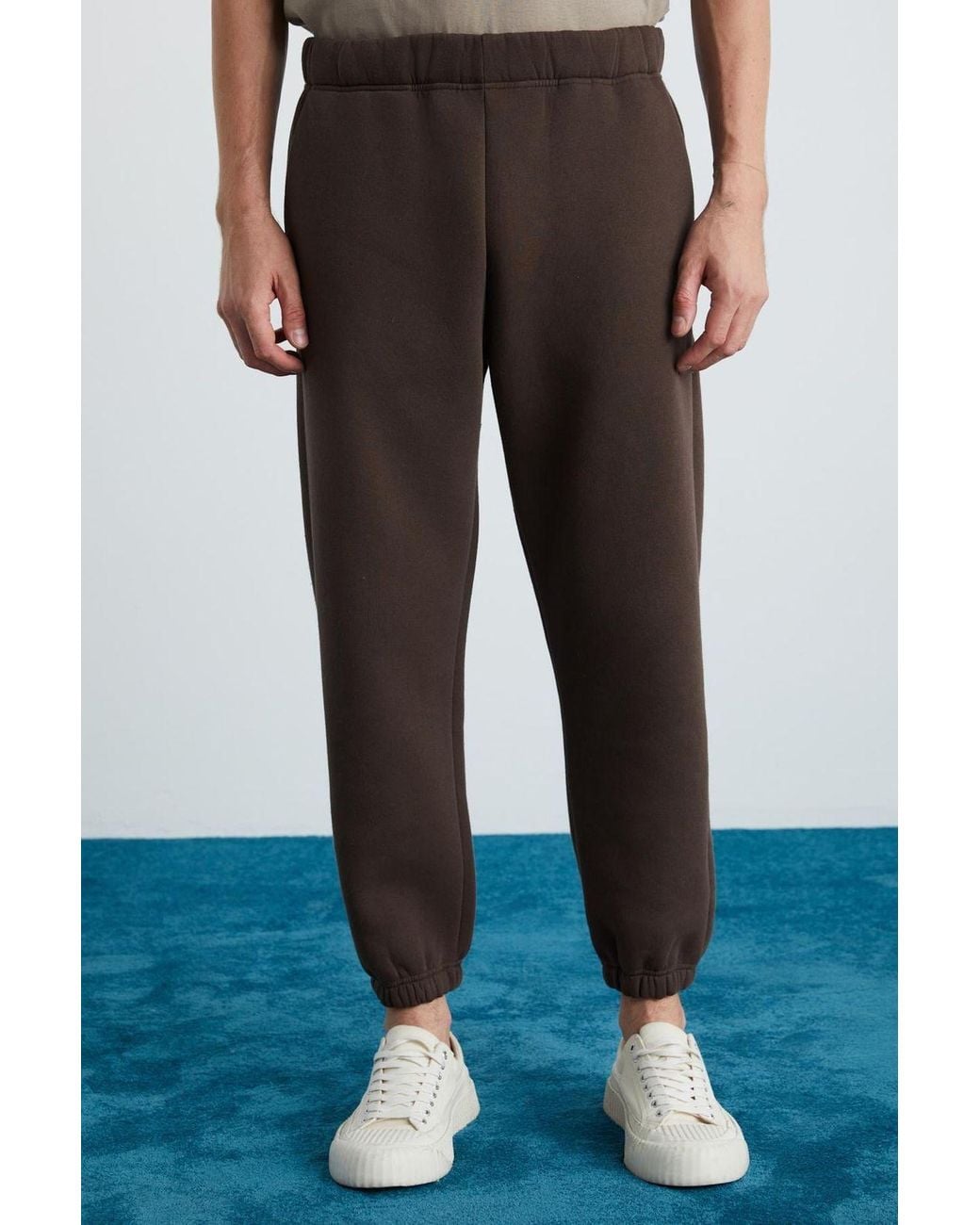 Grimelange Brown Relaxed Elastic Waist Joggers for men