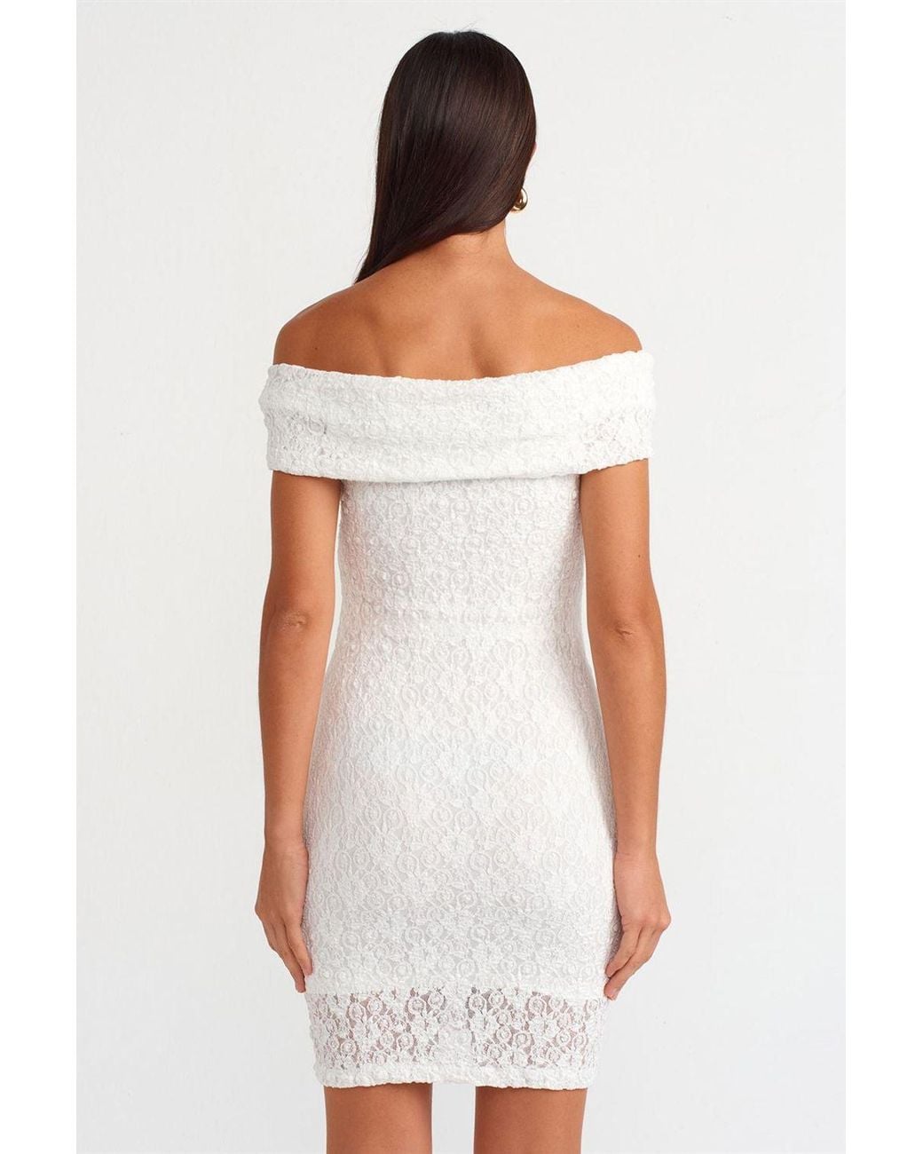 Dilvin White Bodycon Mini Lace Dress
