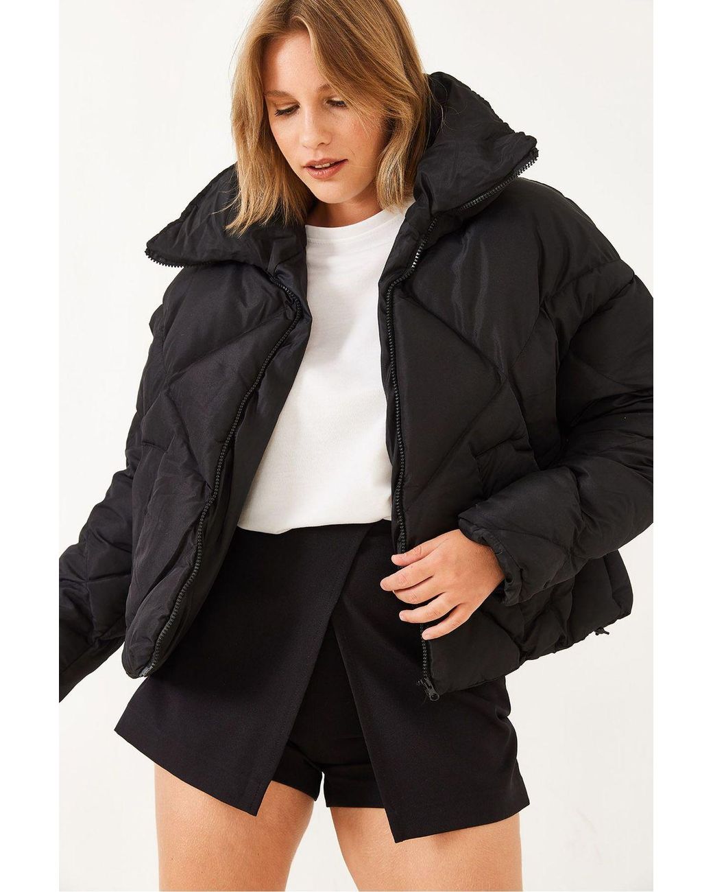 Bianco Lucci Black Oversized Puffer Coat