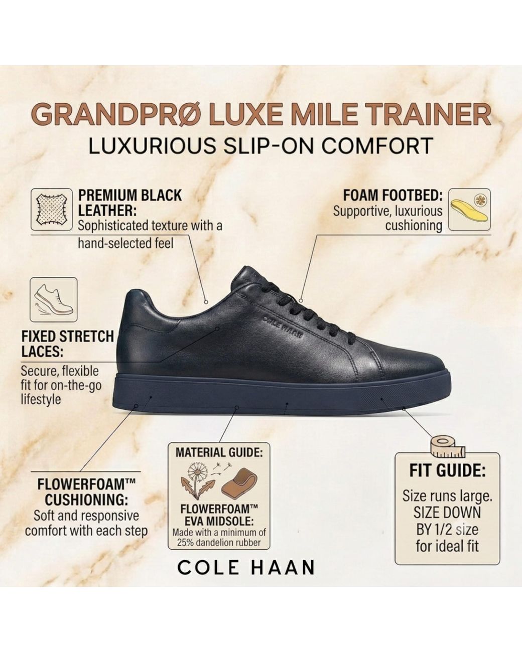 Cole Haan Blue Grandpro Luxe Mile Trainer Leather Sneakers for men