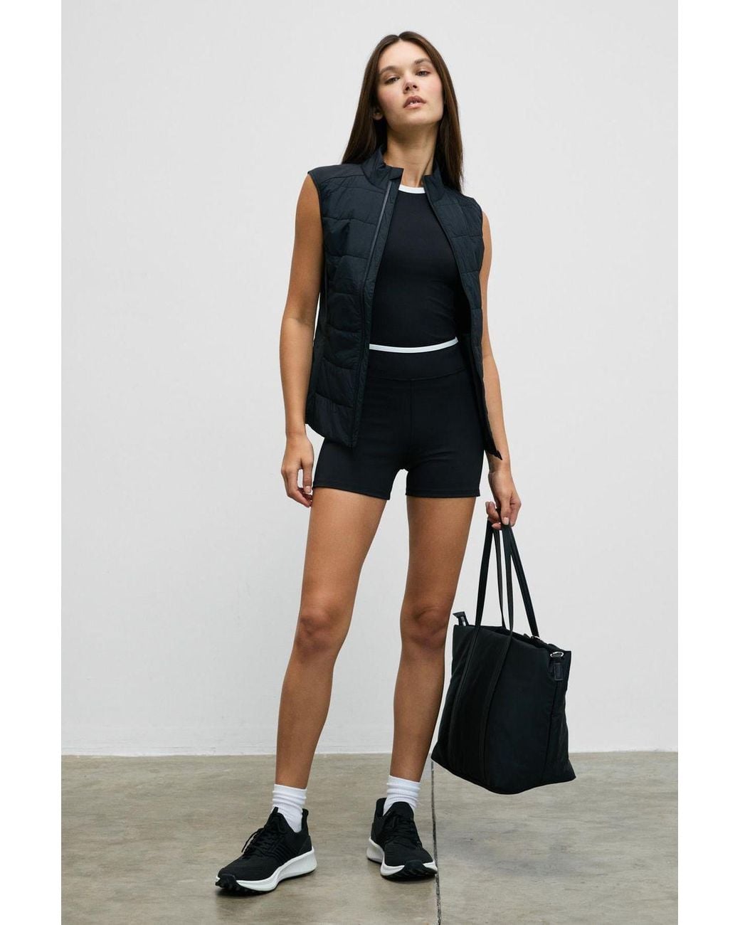 Grimelange Black High Waist Skinny Cycling Shorts