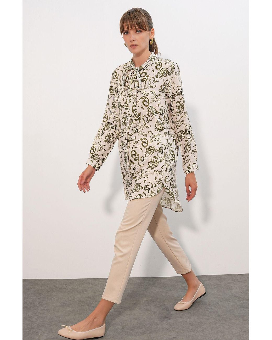 Bigdart Brown Long Floral Viscose Shirt