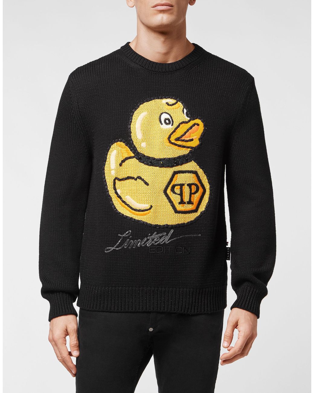 Philipp Plein Black Rundhalspullover Duck