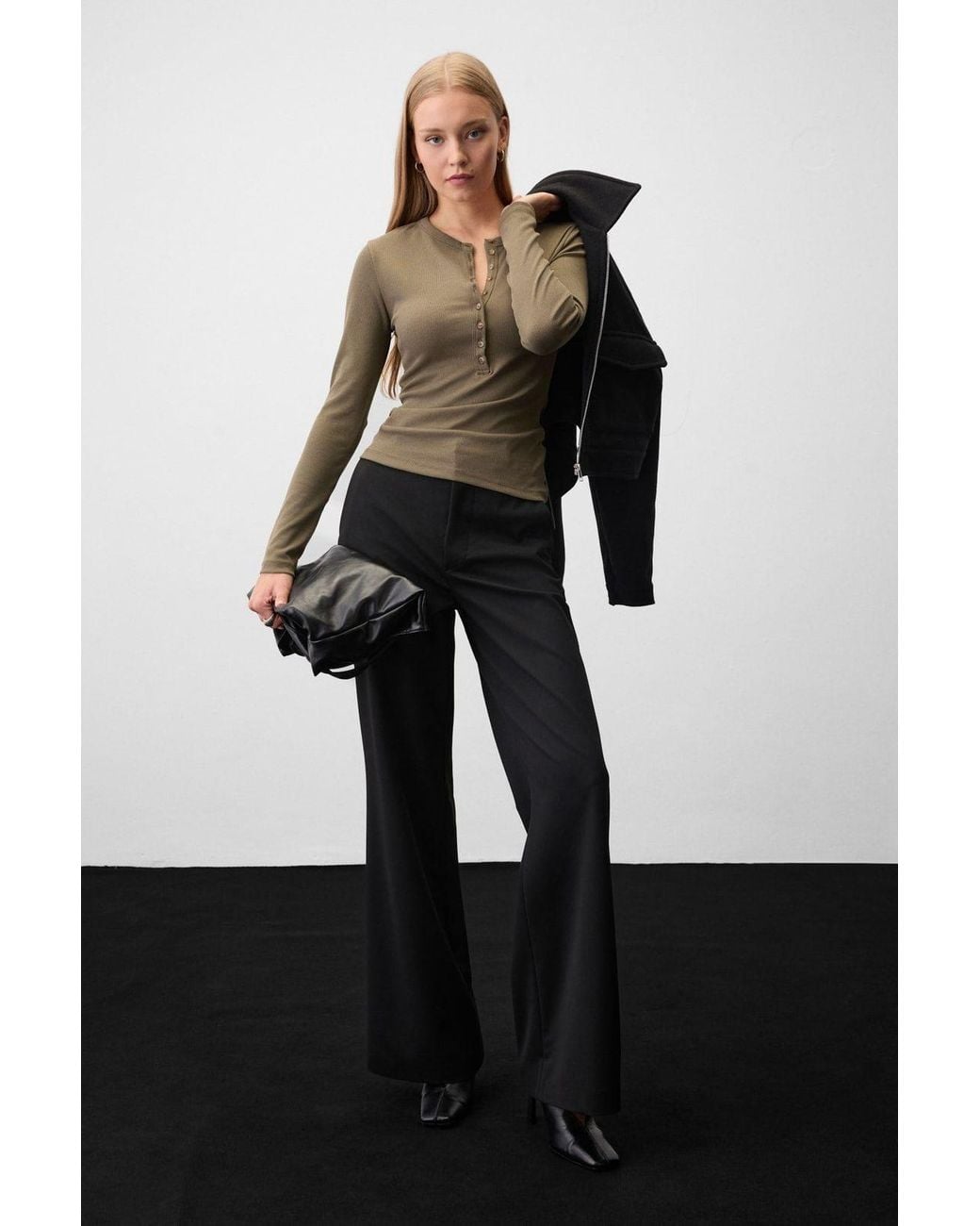 Grimelange Brown Straight Pull-On Blouse