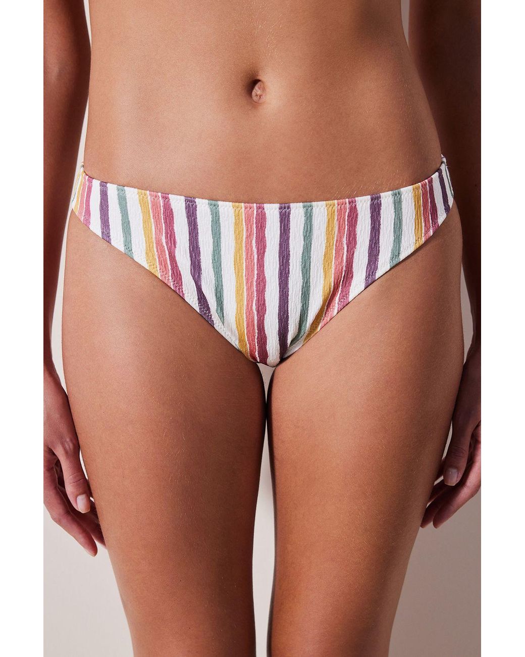 Penti Pink Striped Mid-Waist Bikini Bottoms