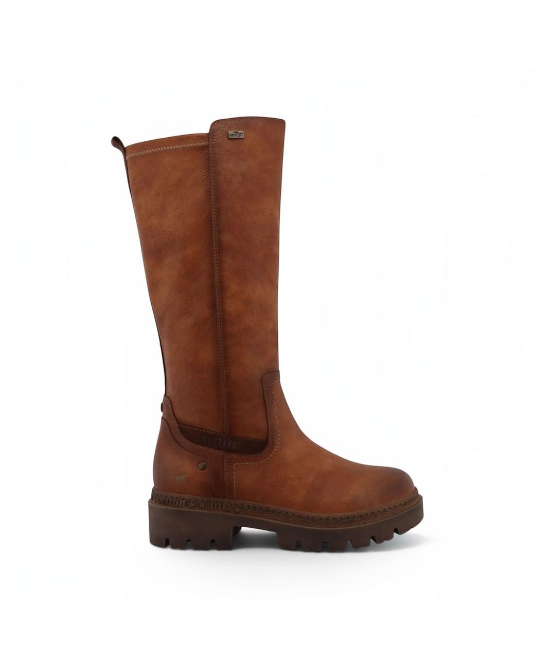 Mustang Brown Cognac Knee High Chunky Long Winter Boots