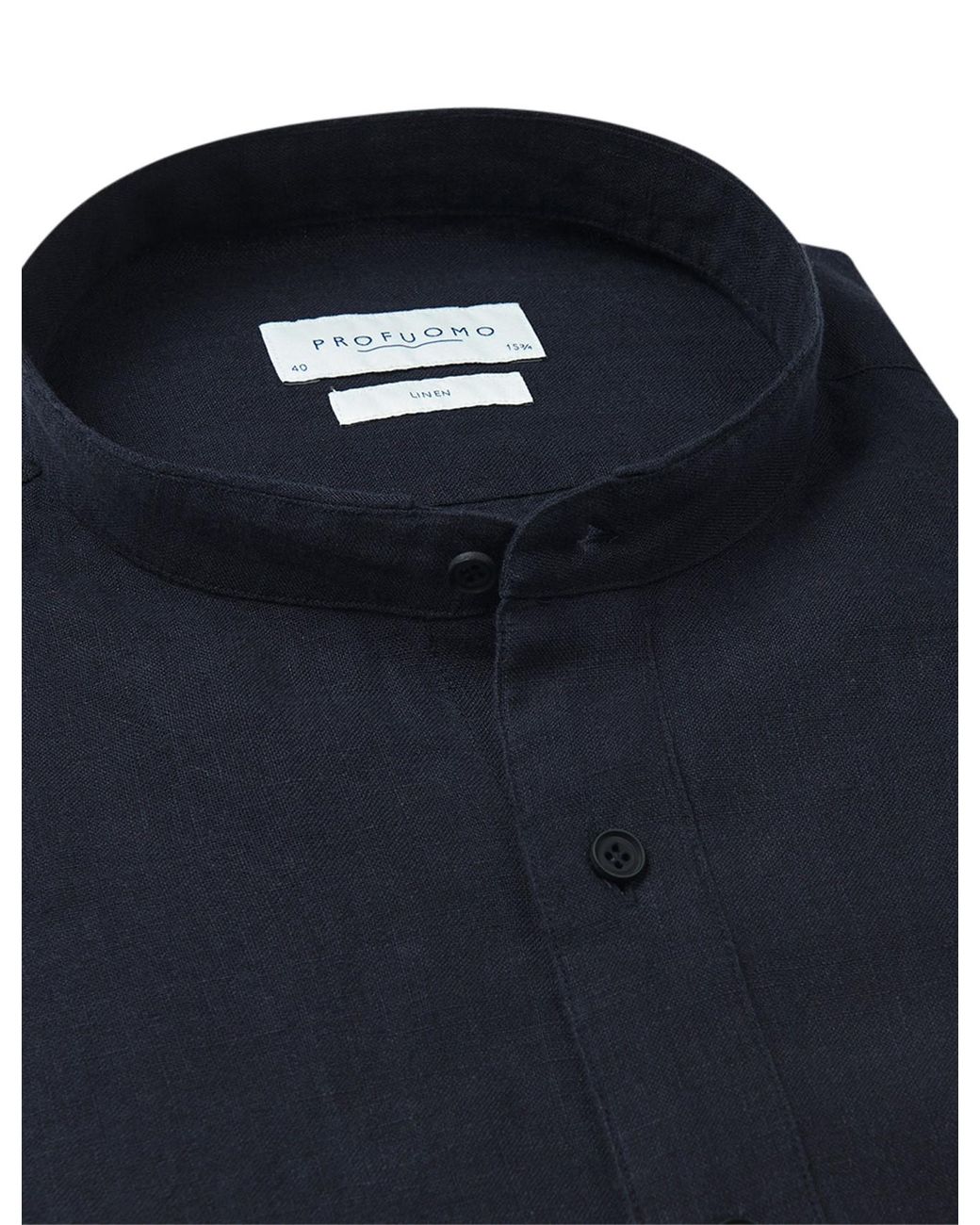 Profuomo Overhemd Standing Collar Linnen in het Blue voor heren