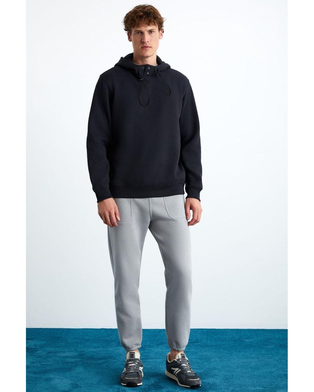 Grimelange Blue Drawstring Waist Pocket Joggers for men