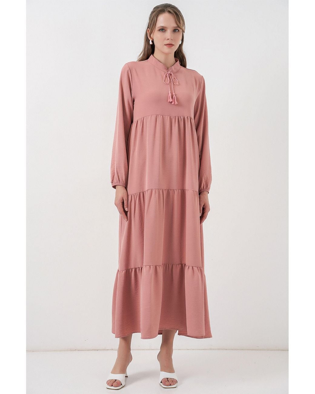 Bigdart Pink Maxi Dress With Bow Detail