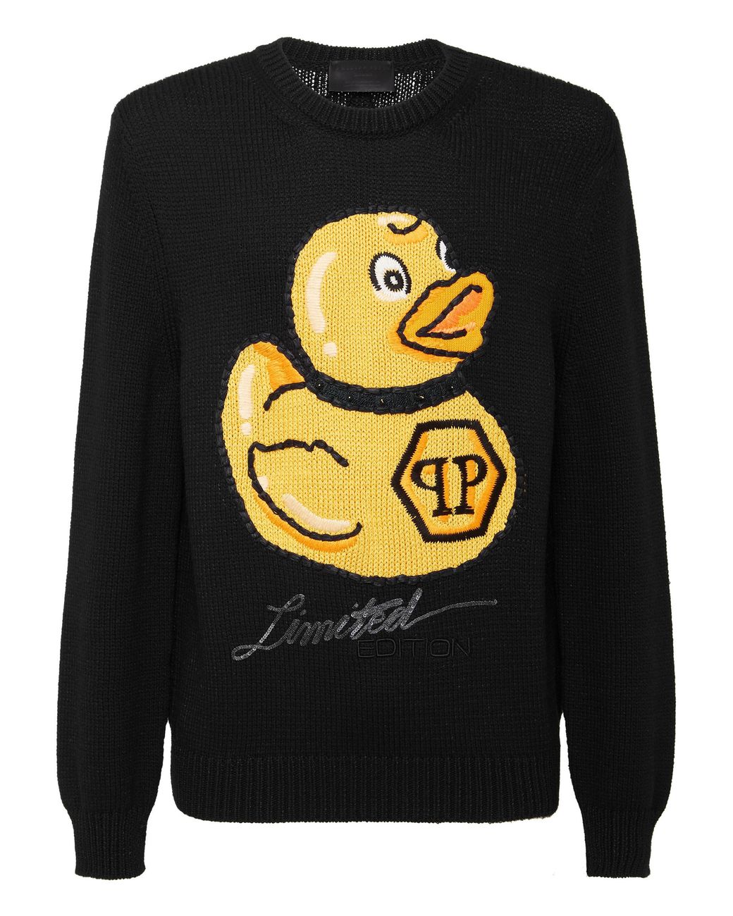 Philipp Plein Black Rundhalspullover Duck