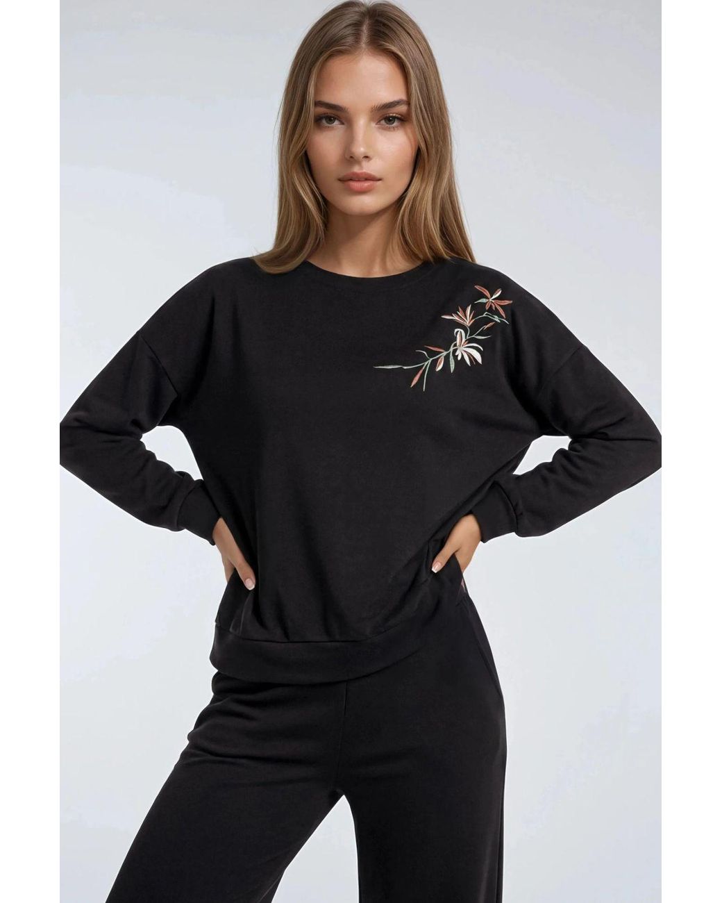 Lady Berşan Black Two-Piece Coord Set