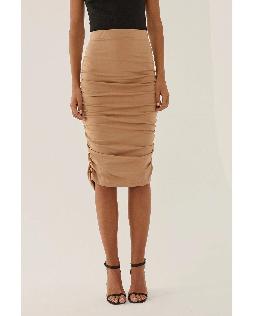 Hiccup Multicolor Ruched Midi Skirt