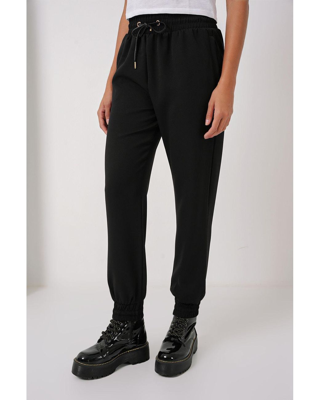 Bigdart Black Drawstring Elastic Waist Skinny Leg Sweatpants