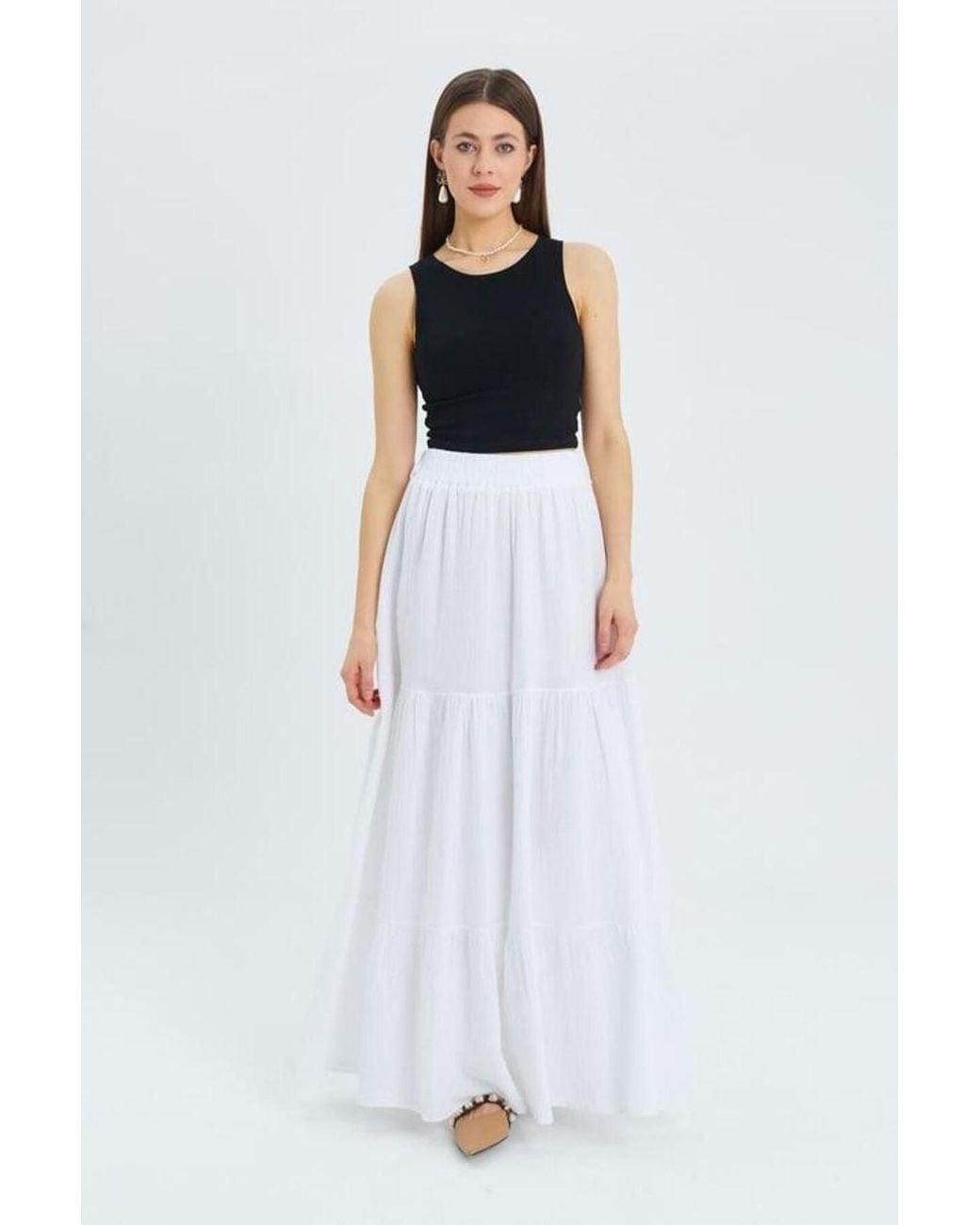 MixRay White Maxi Cotton Skirt
