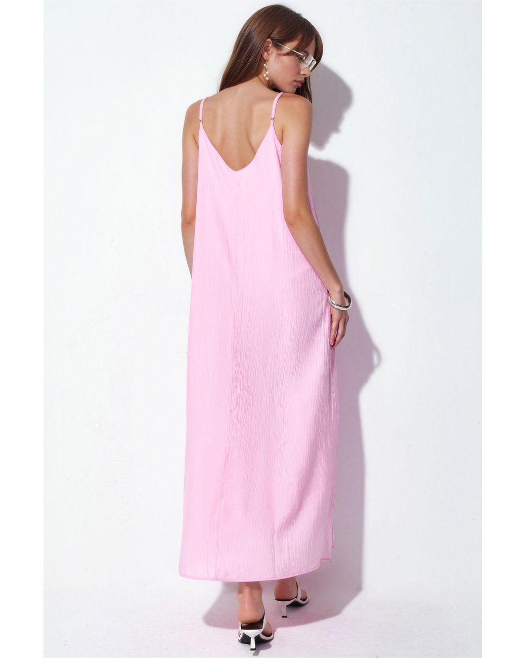 Busem Pink Solid Maxi Slip Dress