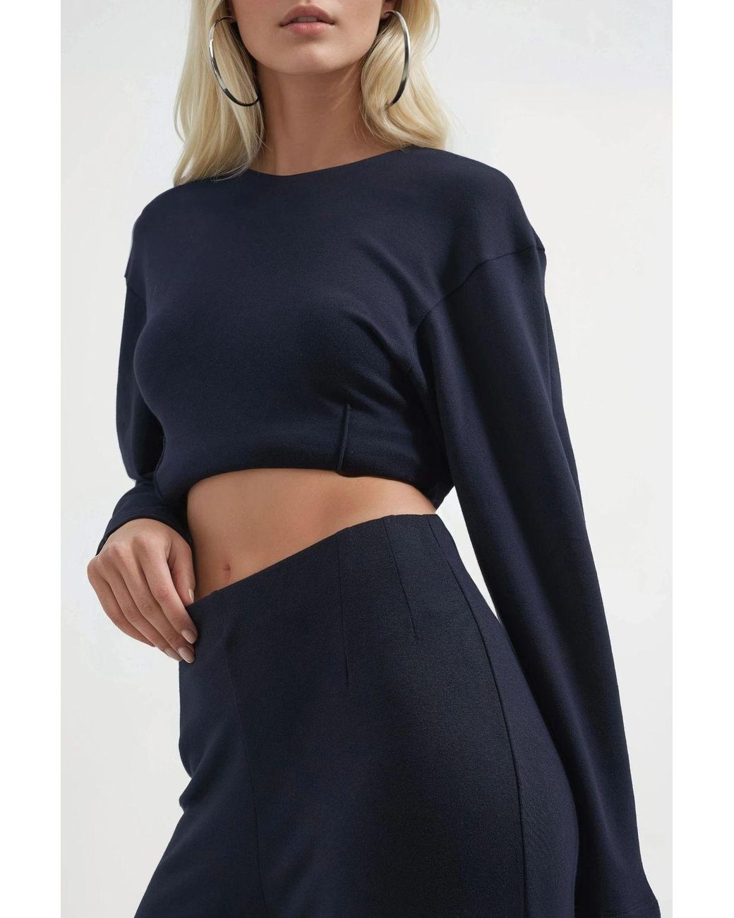 Busem Blue High Waist Pull-On Straight Leg Pants