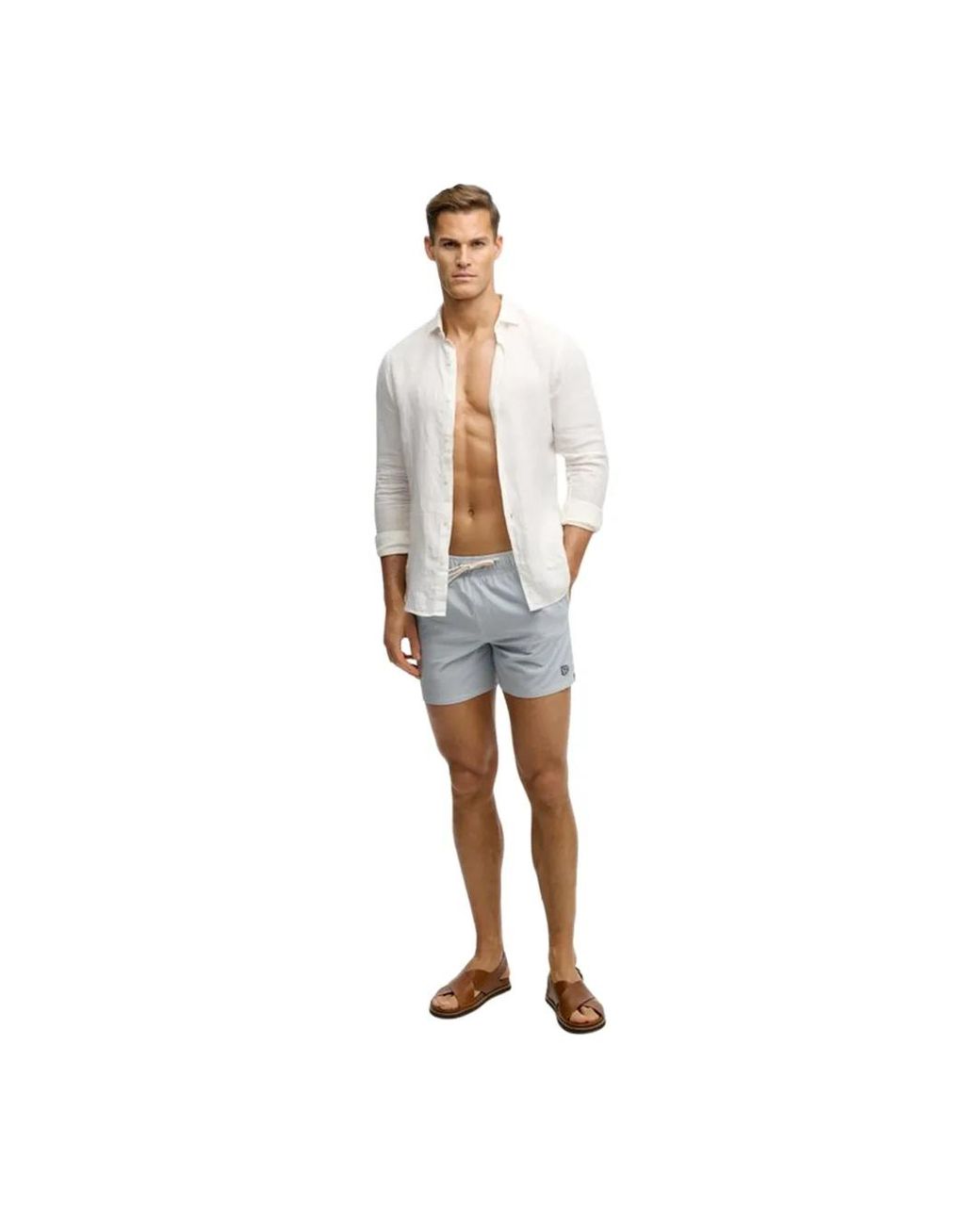 Superdry Blue Seer Sucker Swimsuit for men