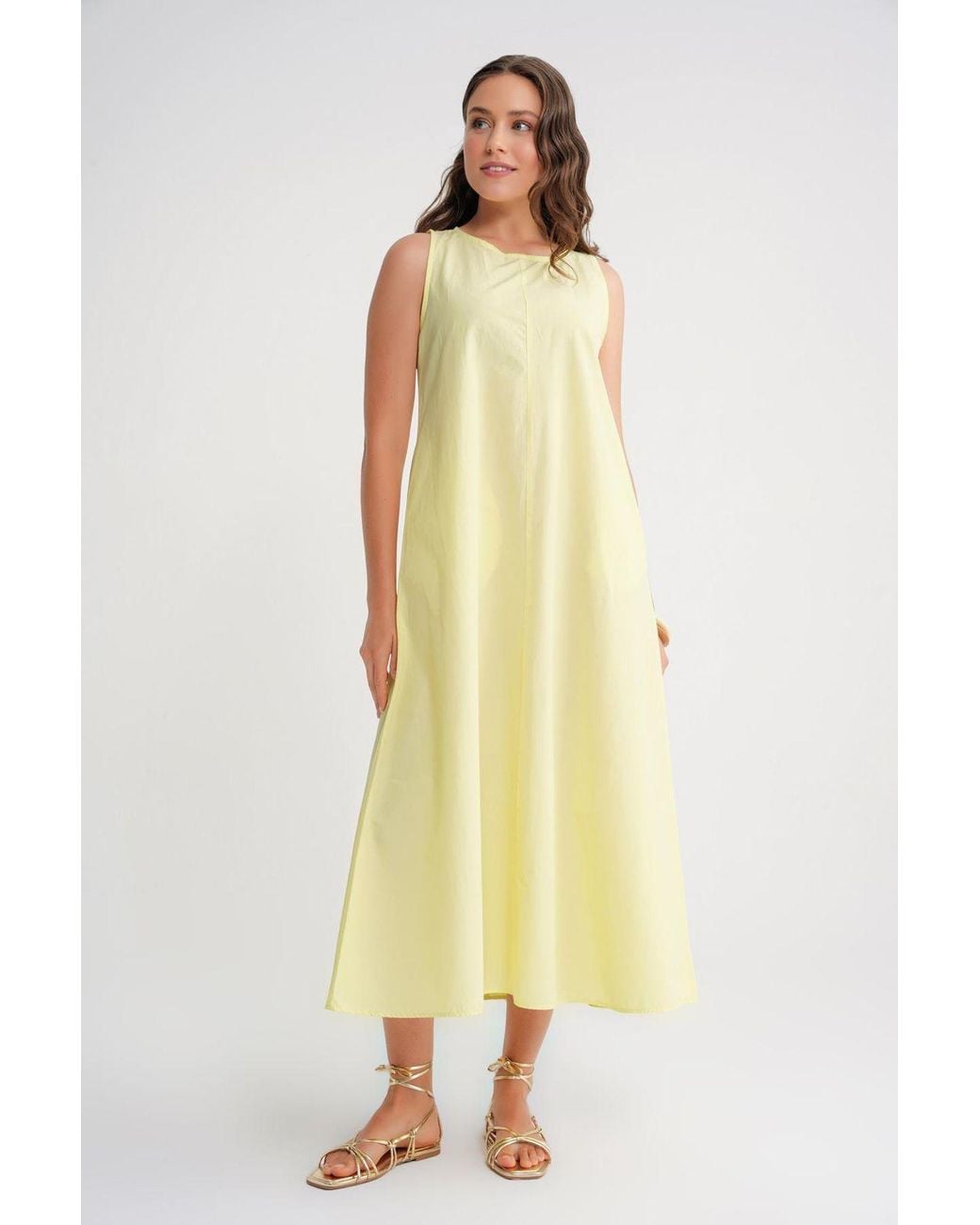 MixRay Yellow Relaxed Fit Maxi Dress With Pockets