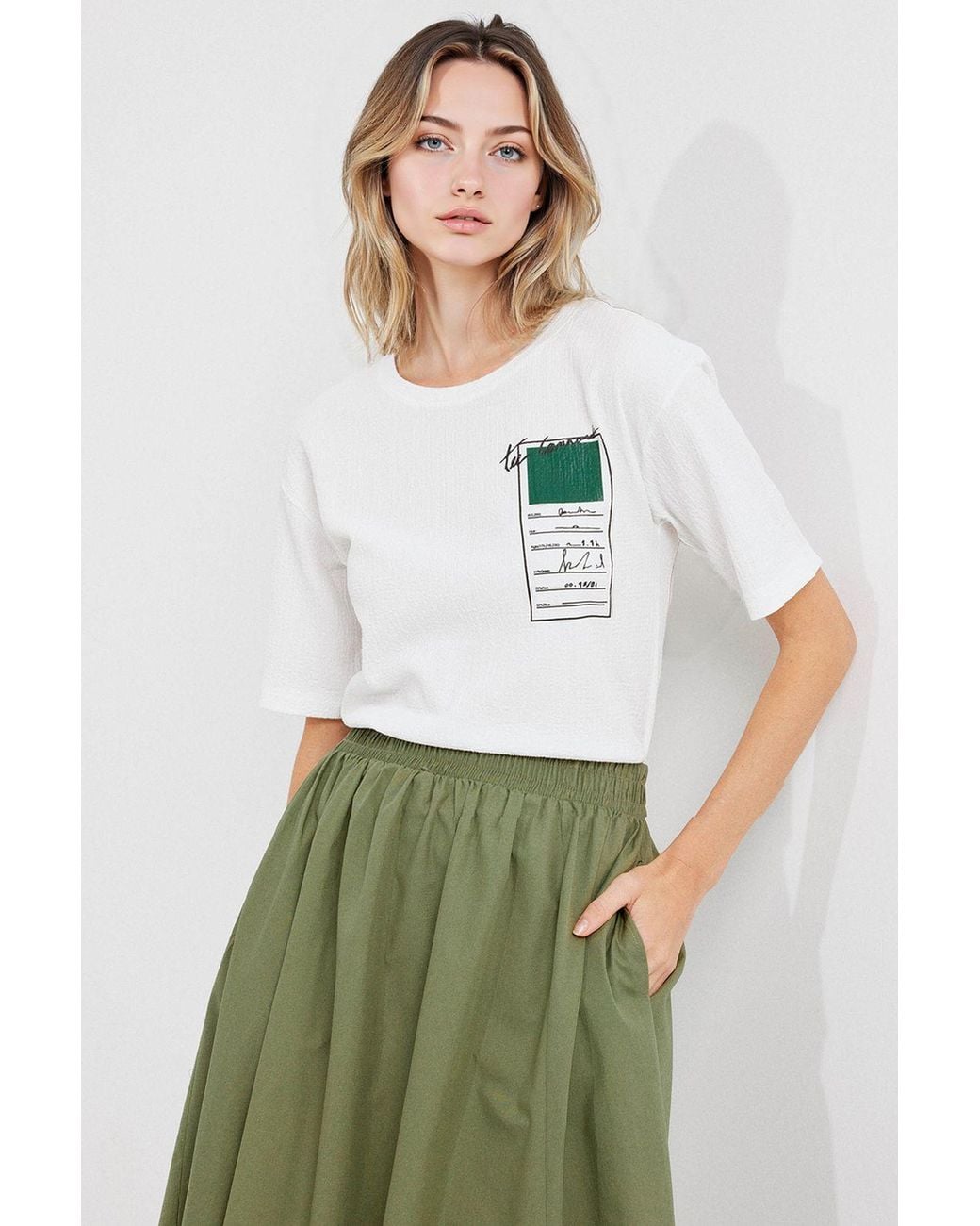 Bigdart White Printed Crew Neck Short Sleeve T-Shirt