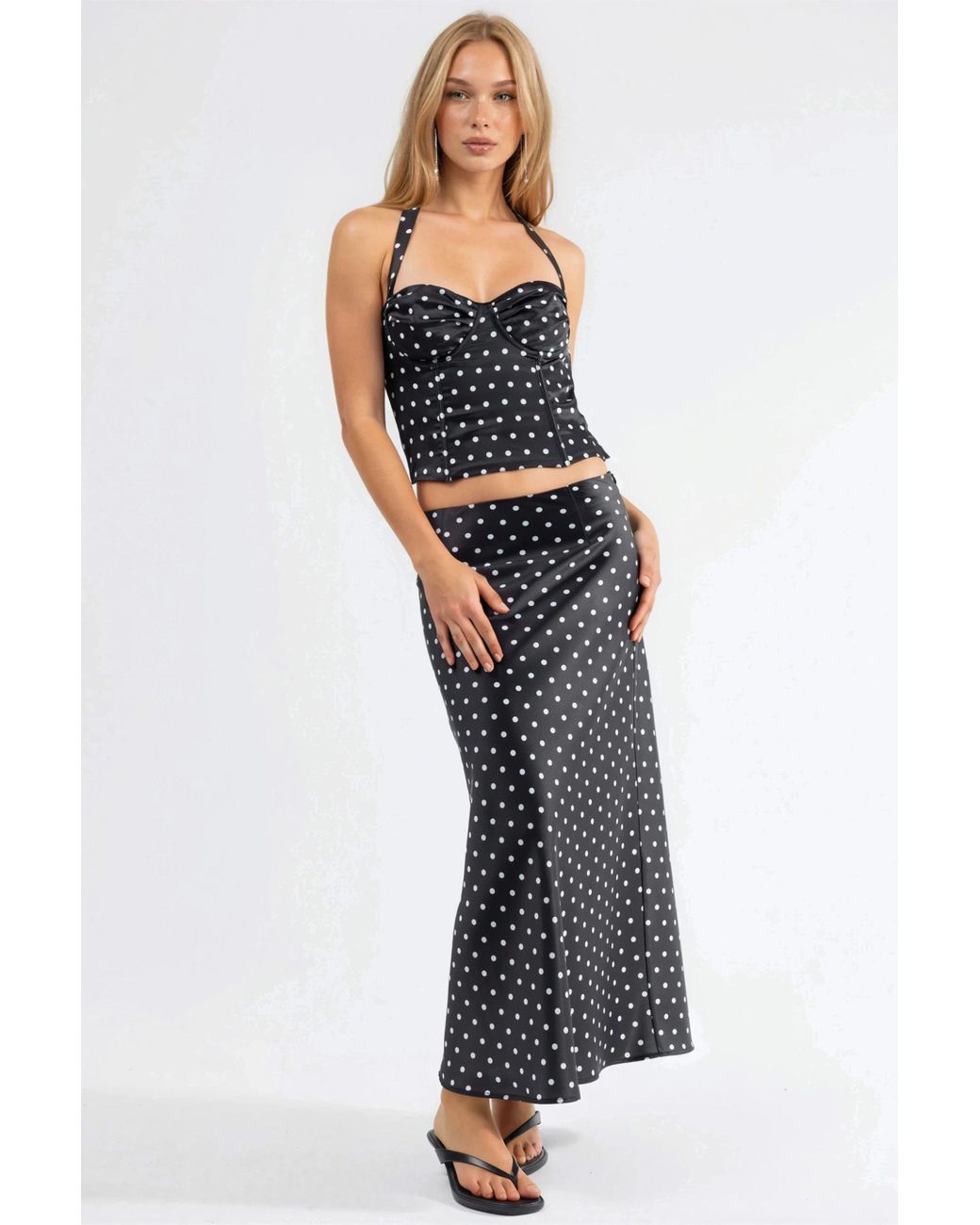 Hiccup Black Polka Dot Maxi Skirt
