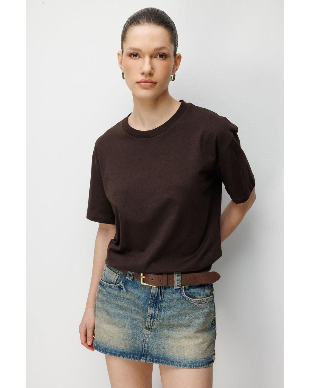 MixRay Black Oversized Ribbed Crew Neck T-Shirt