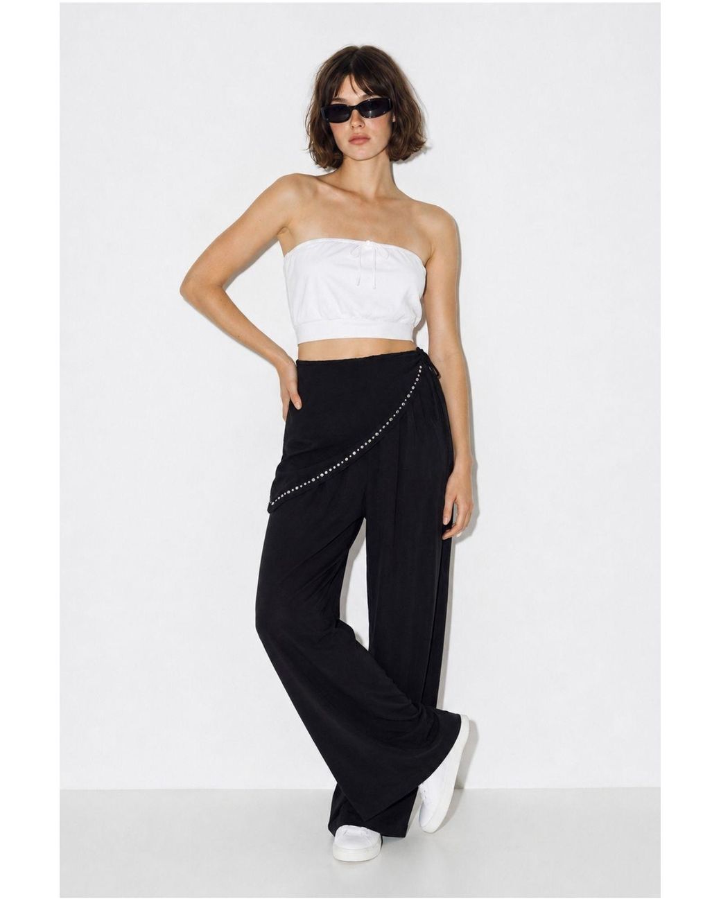 Bianco Lucci Blue Wide Leg Pull-On Trousers