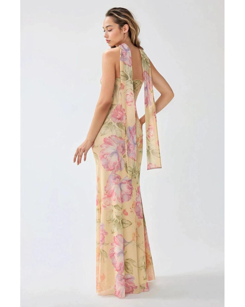 Hiccup Multicolor Strapless Flowering Bodycon Maxi Dress