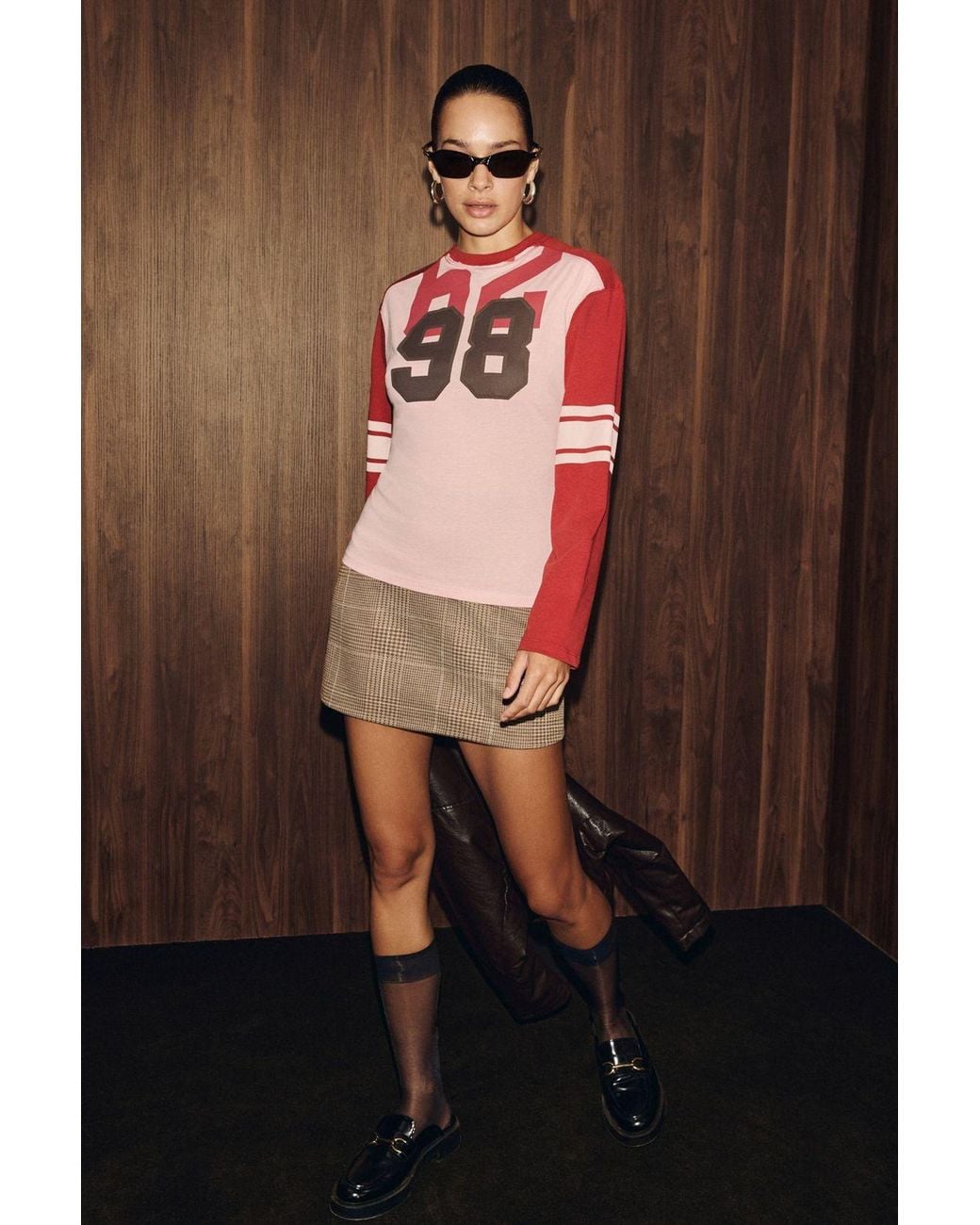 Grimelange Red Crew Neck Printed T-Shirt