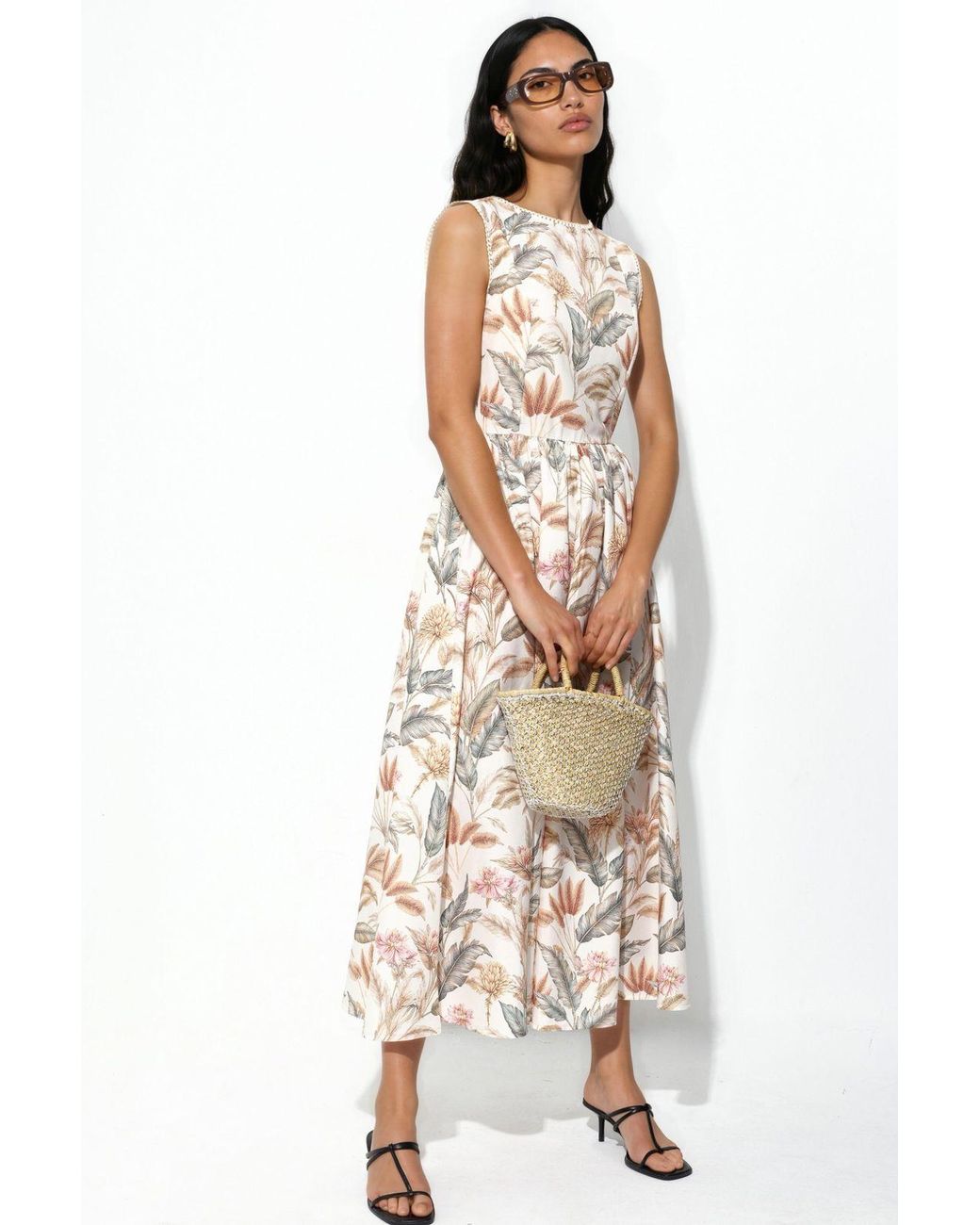 Hiccup Multicolor Cotton Dress With Lace Detail