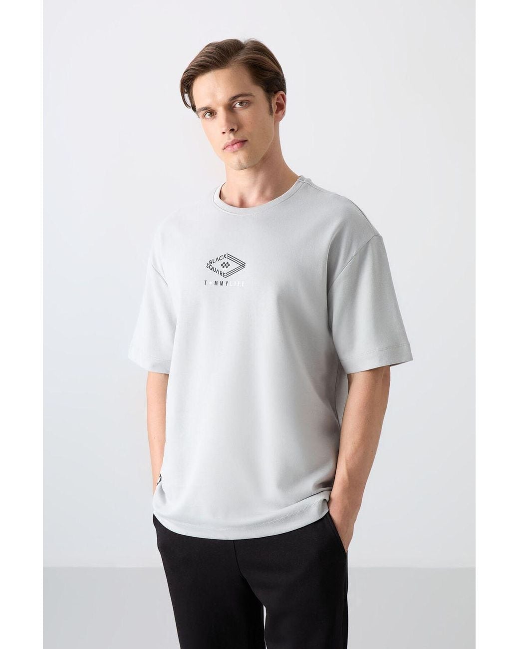 TOMMY LIFE White Oversized Cotton-Blend Logo T-Shirt for men