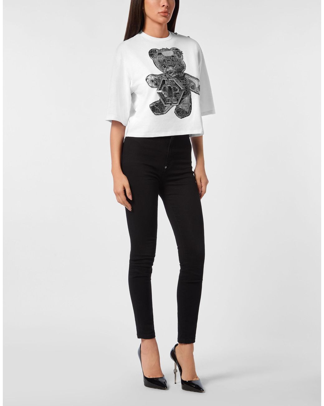 Philipp Plein T-Shirt Ronde Hals Teddy in het White