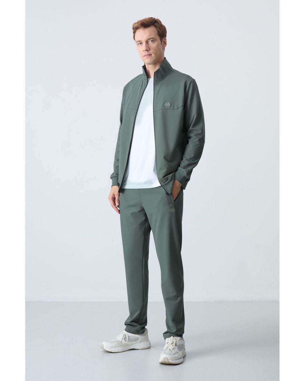 TOMMY LIFE Blue Zip-Collar Sweatshirt And Pants Set for men