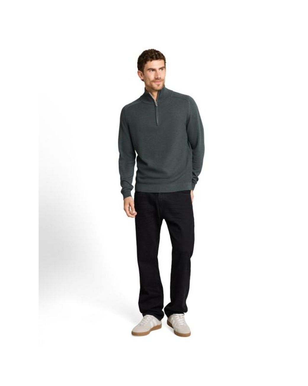Tom Tailor Basic Trui Zip Olijf in het Gray voor heren
