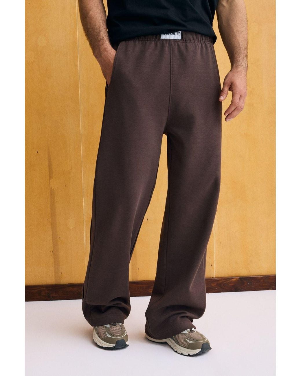 Grimelange Blue Wide Leg Plain Joggers for men
