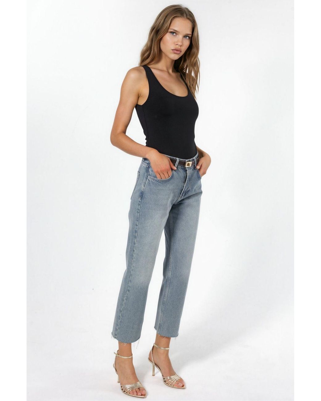 Busem Black U Collar Knitted Cami Top