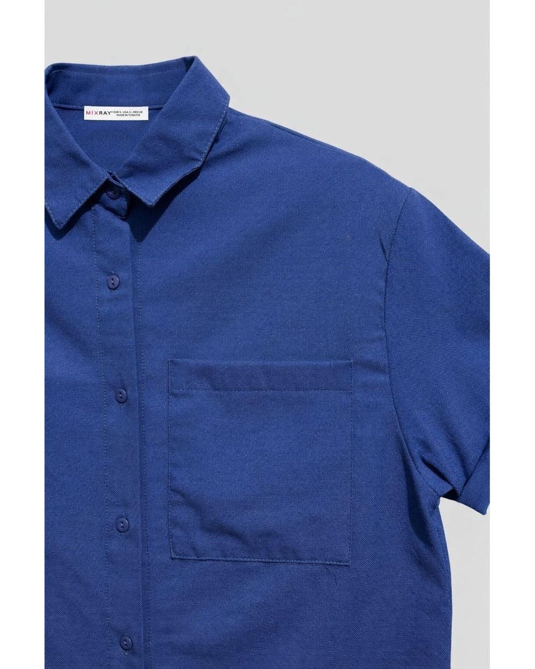 MixRay Blue Short Sleeve Shirt With Pockets