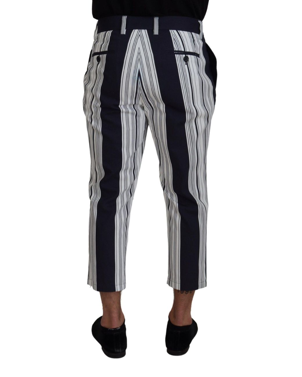 Dolce & Gabbana Dolce Gabbana Verticaal Gestreepte Cropped Broek in het Black voor heren