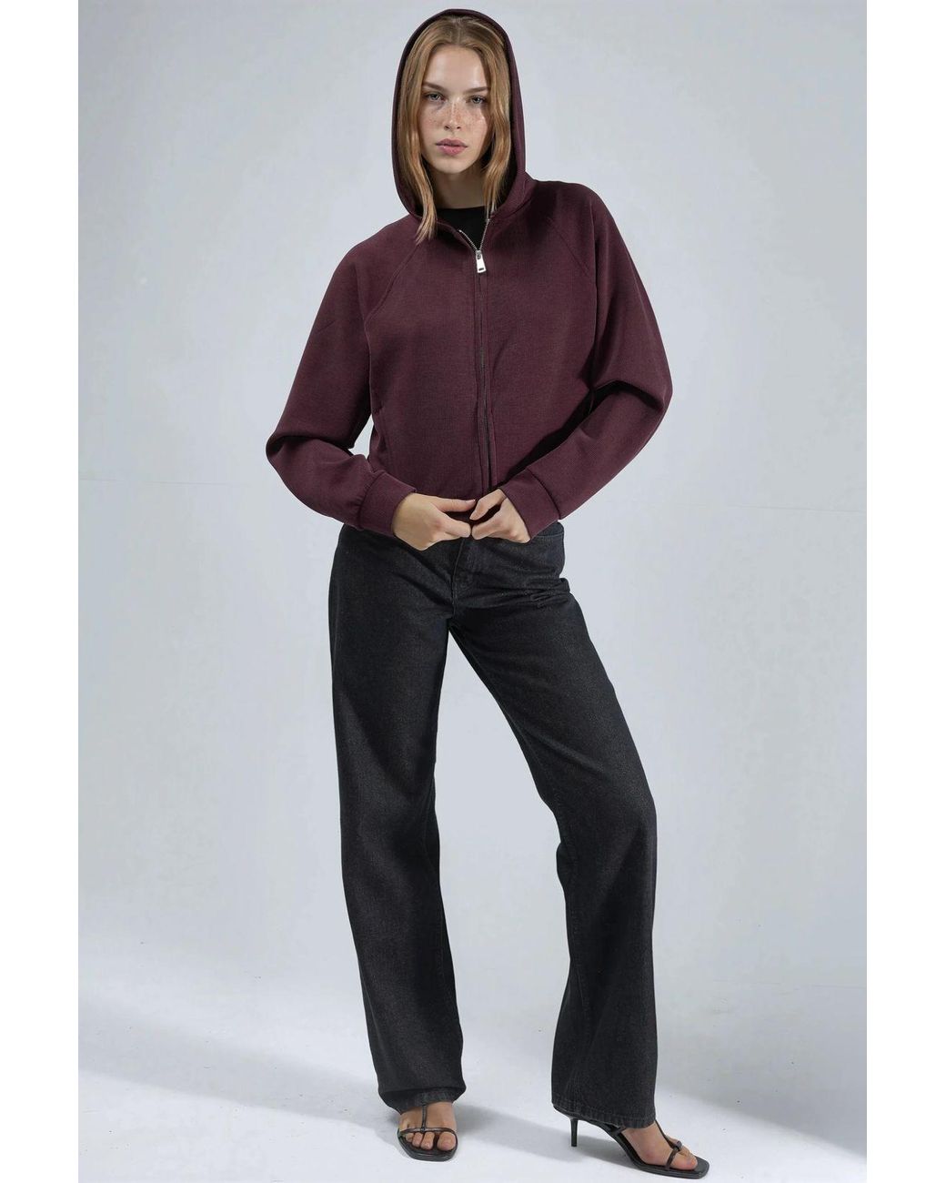 Busem Red Hooded Full-Zip Jacket With Pockets