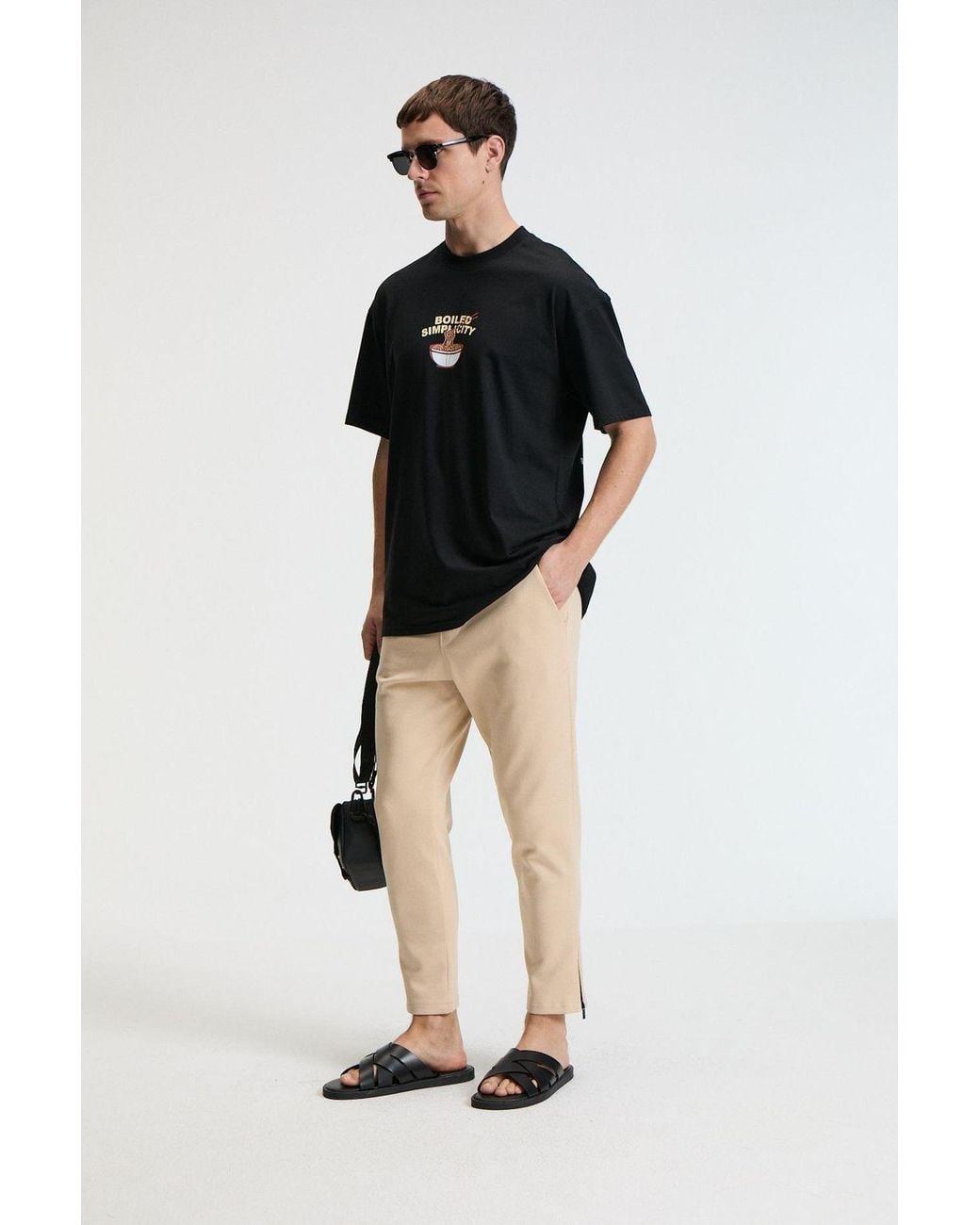 Grimelange Black Straight Leg Drawstring Sweatpants for men