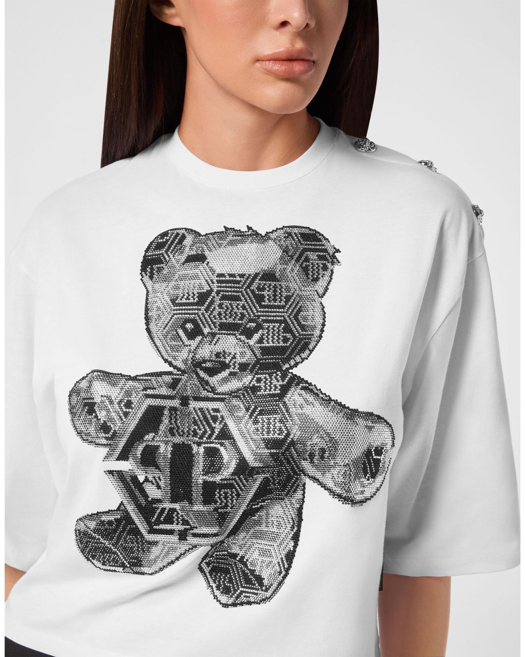 Philipp Plein T-Shirt Ronde Hals Teddy in het White