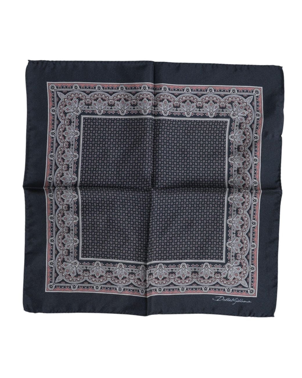 Dolce & Gabbana Black Fantasy Silk Square Foulard Scarf for men