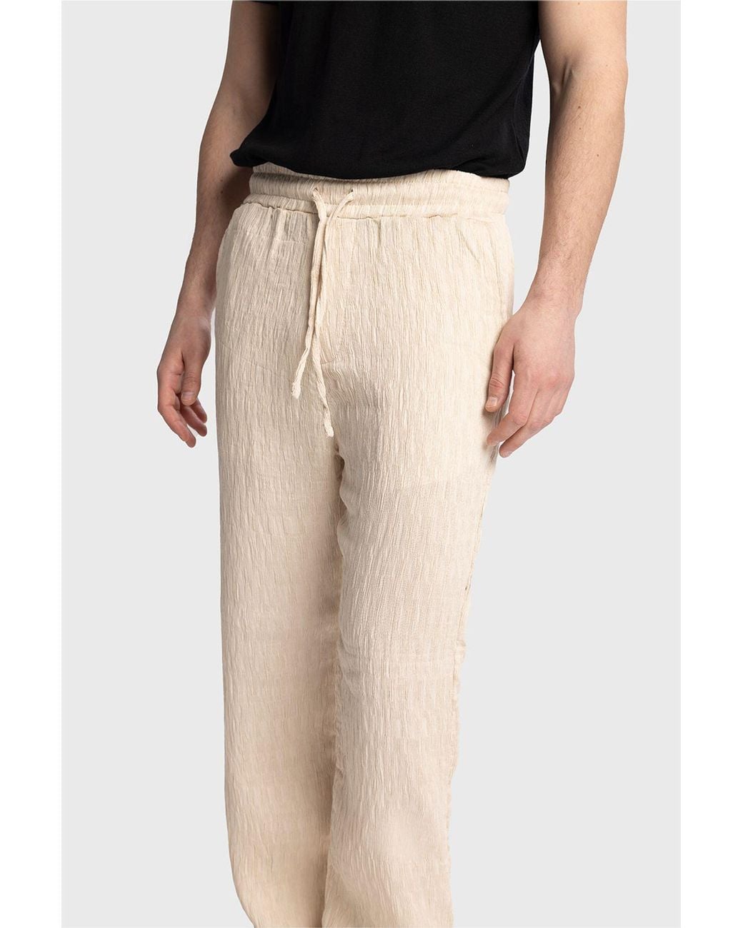 Giesto Black Textured Regular Fit Drawstring Waist Pants for men