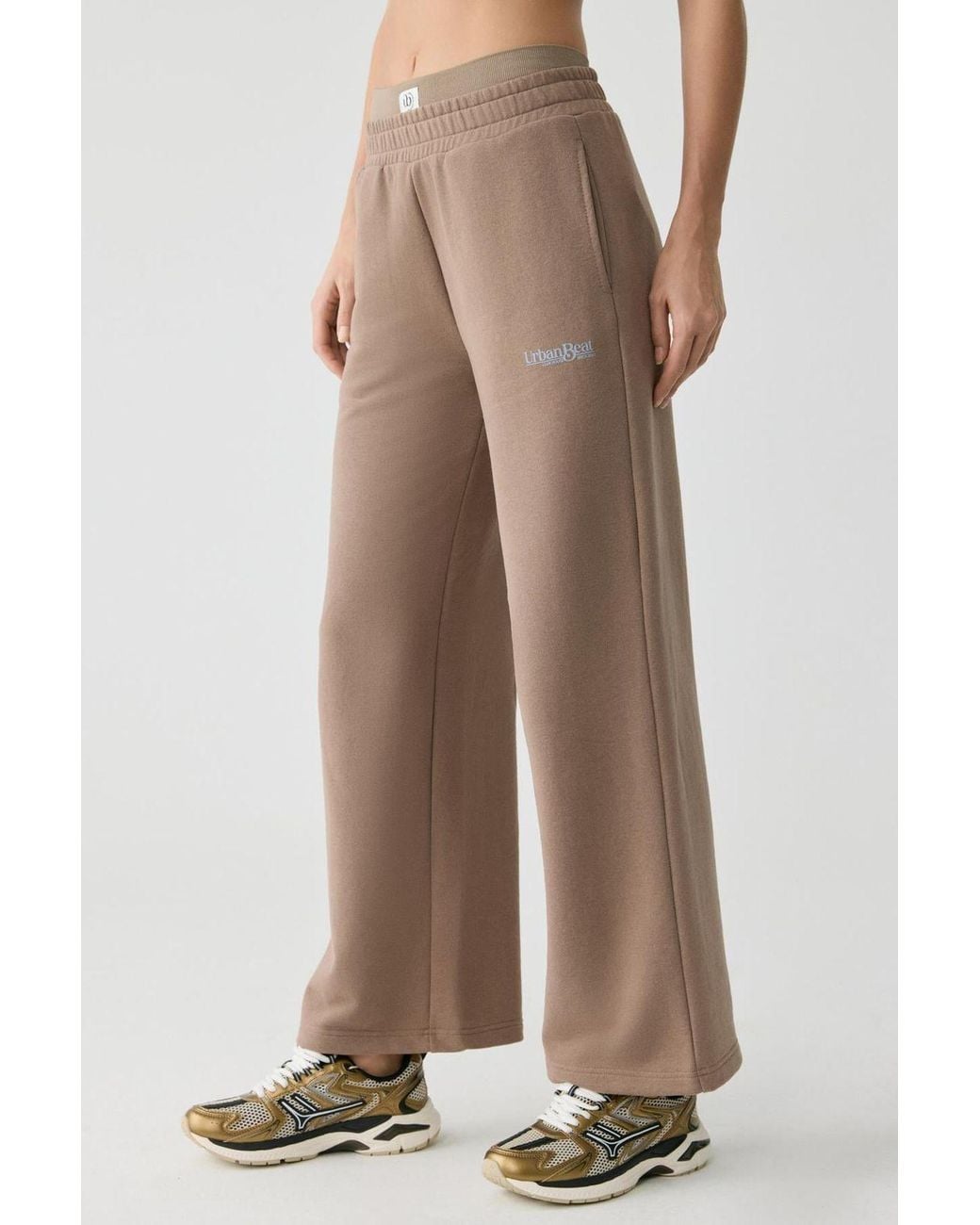 Grimelange Natural Wide Leg Elastic Waist Joggers