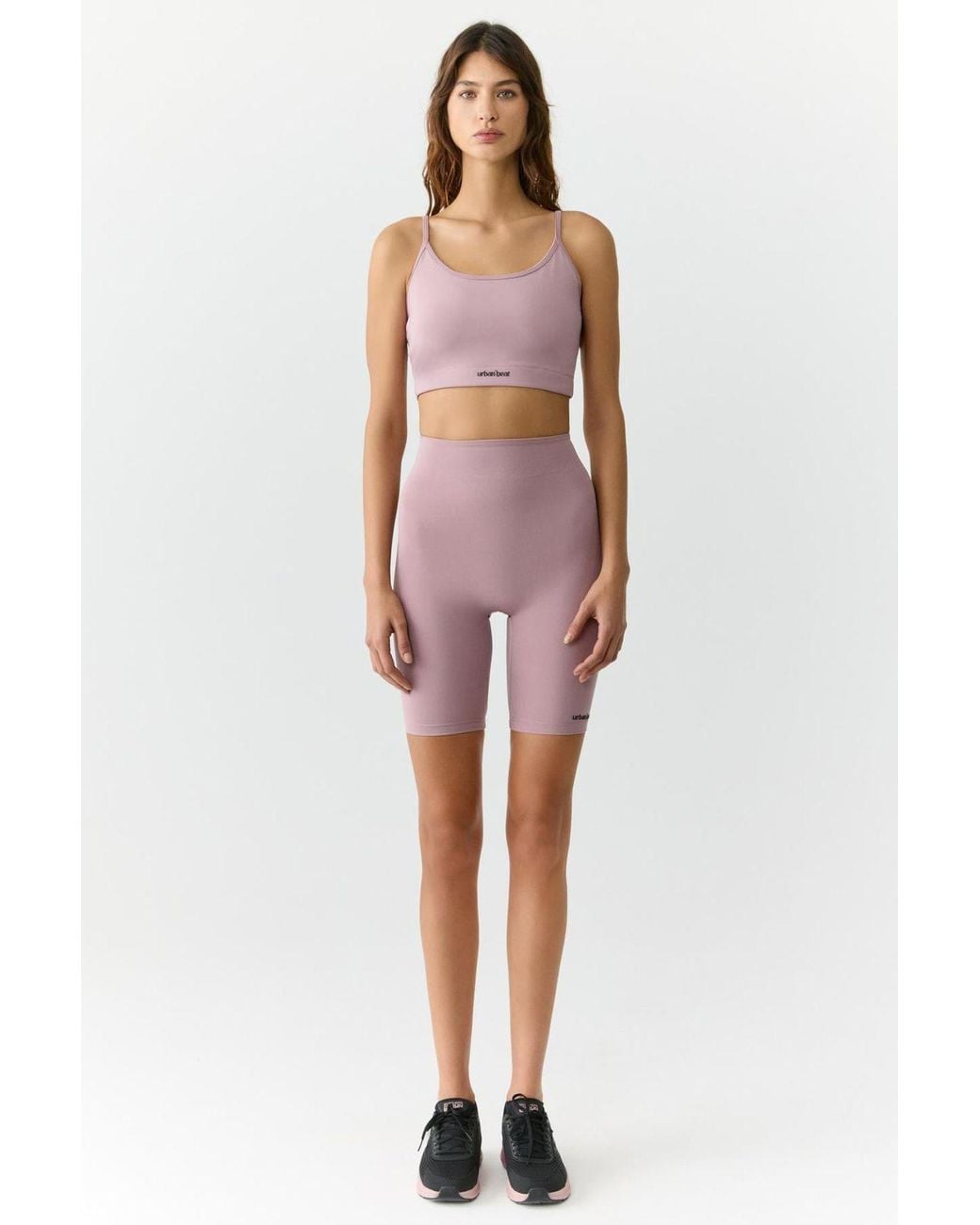 Grimelange Red High Waist Skinny Cycling Shorts