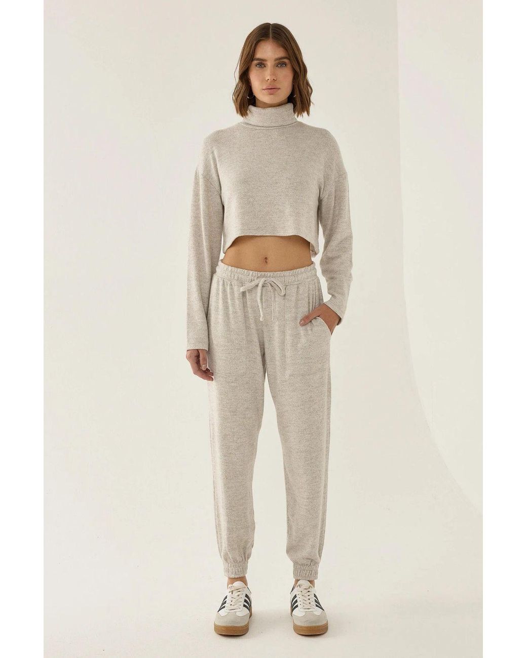 Hiccup Natural Textured Turtleneck Crop Sweater